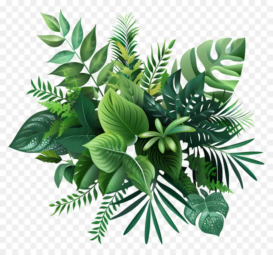 Vegetação Exuberante，Folhas Verdes PNG