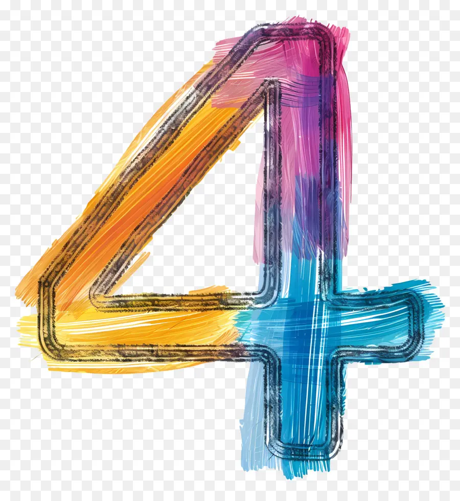 Número 4，Número Colorido 4 PNG