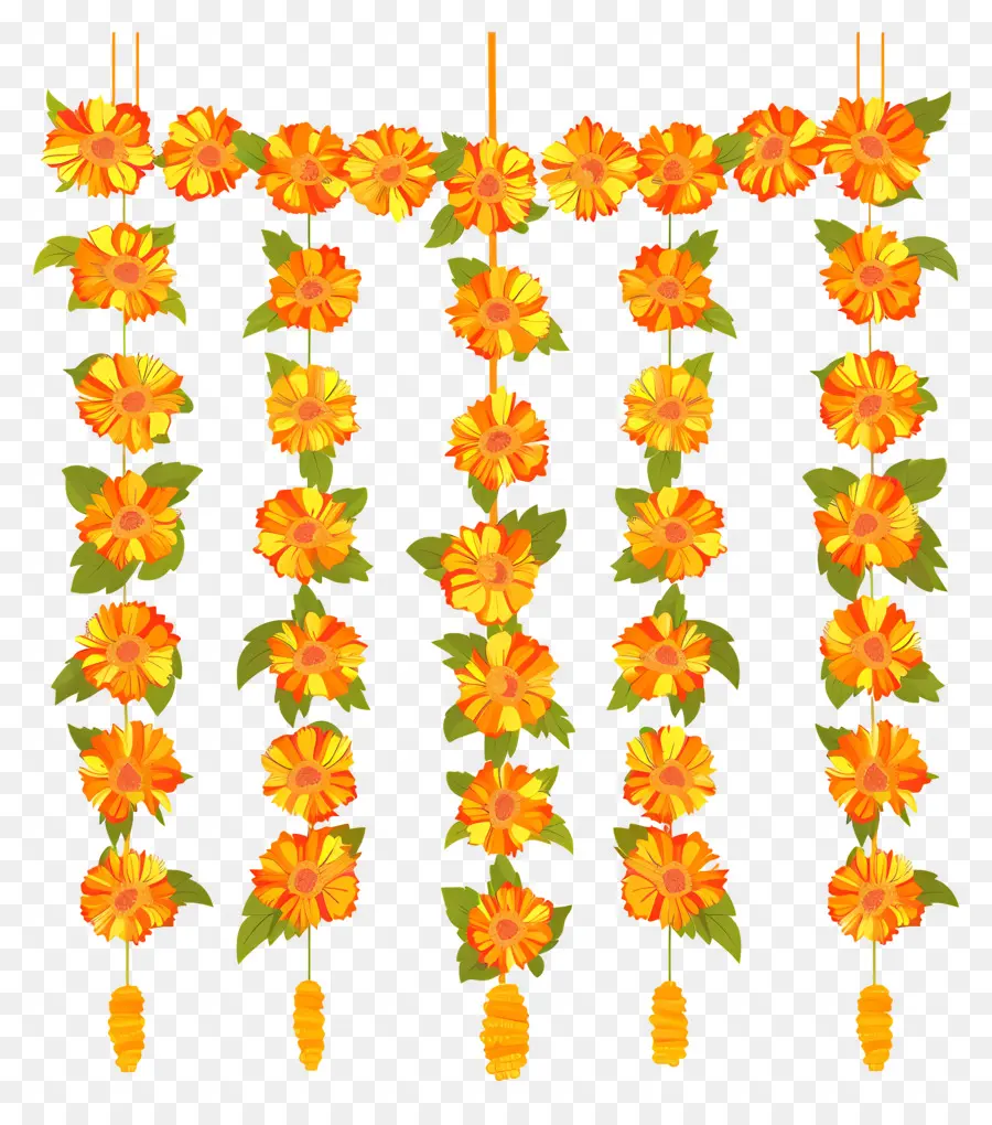 Marigold Garland，Garland Floral PNG