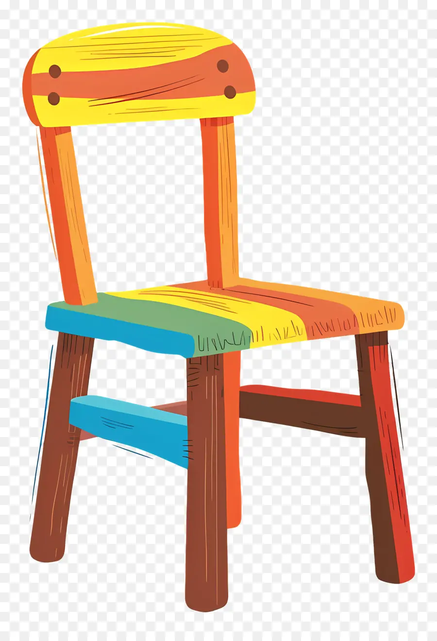 Cadeira De Madeira，Acabamento Manchado Colorido PNG