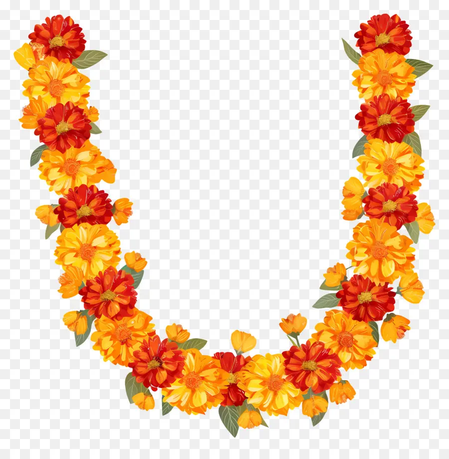 Marigold Garland，Garland Floral PNG