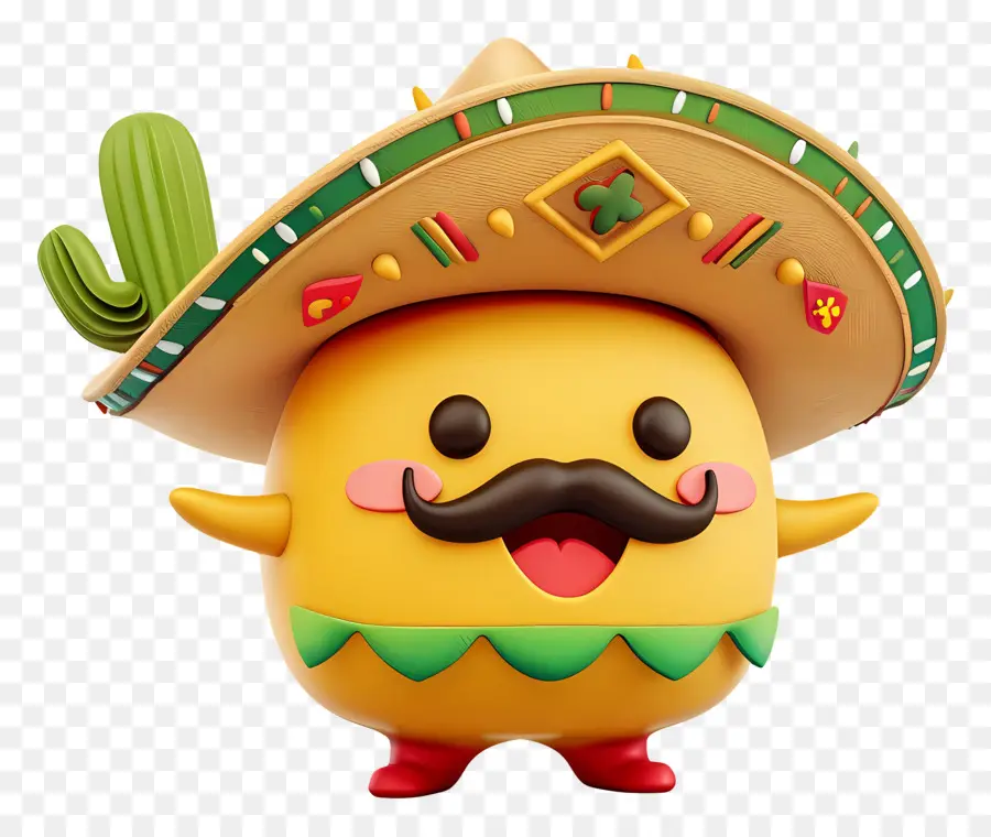 Cinco De Maio，Personagem Amarelo Com Sombrero PNG