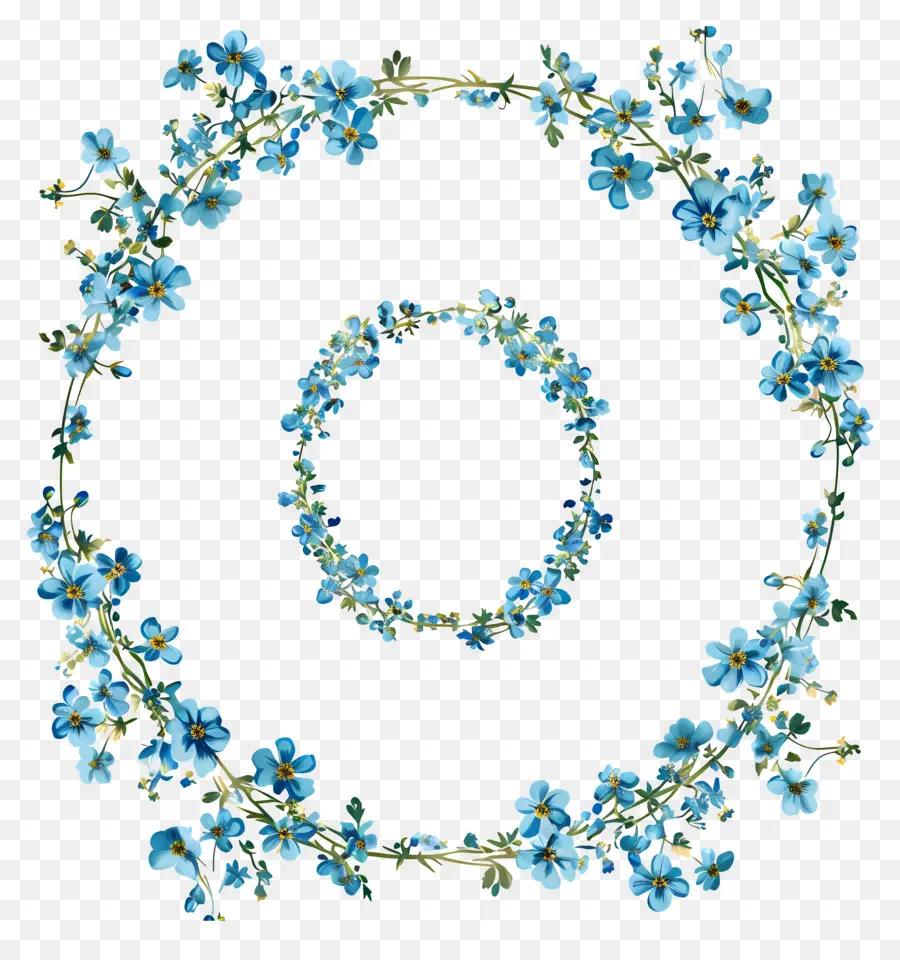 Flower Frame，Coroa De Flores Azul PNG