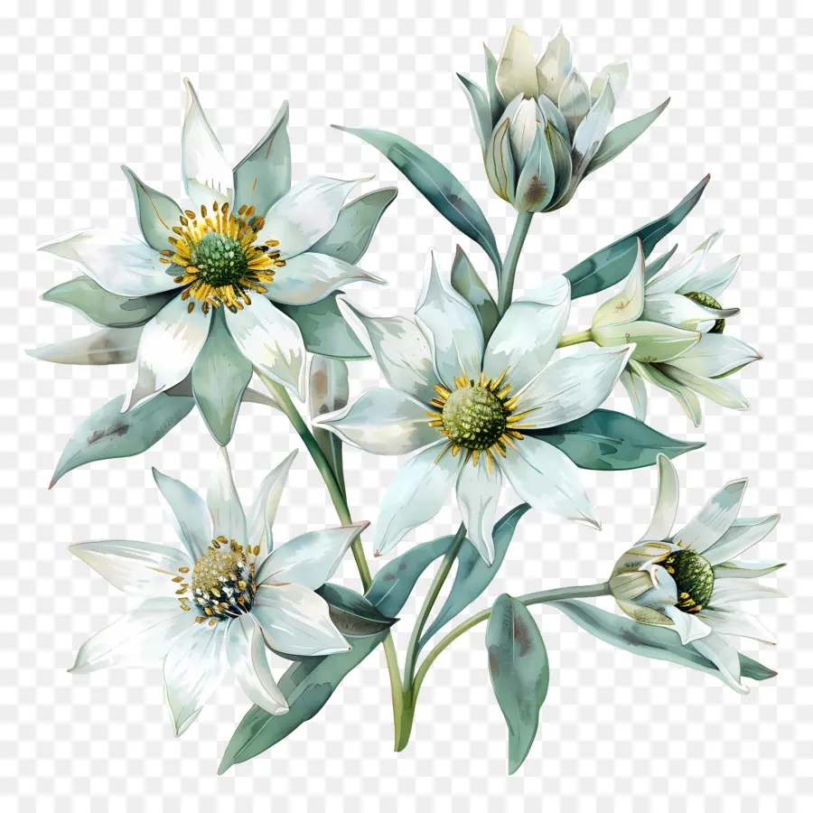 Edelweiss，Flores Brancas PNG