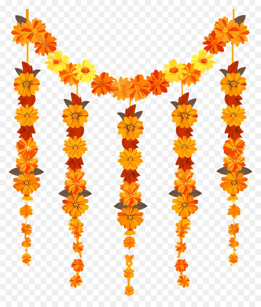 Garlanda De Calêndula De Diwali，Garland Floral PNG