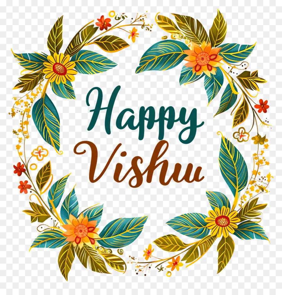 Feliz Vishu，Flor Coroa De Flores PNG