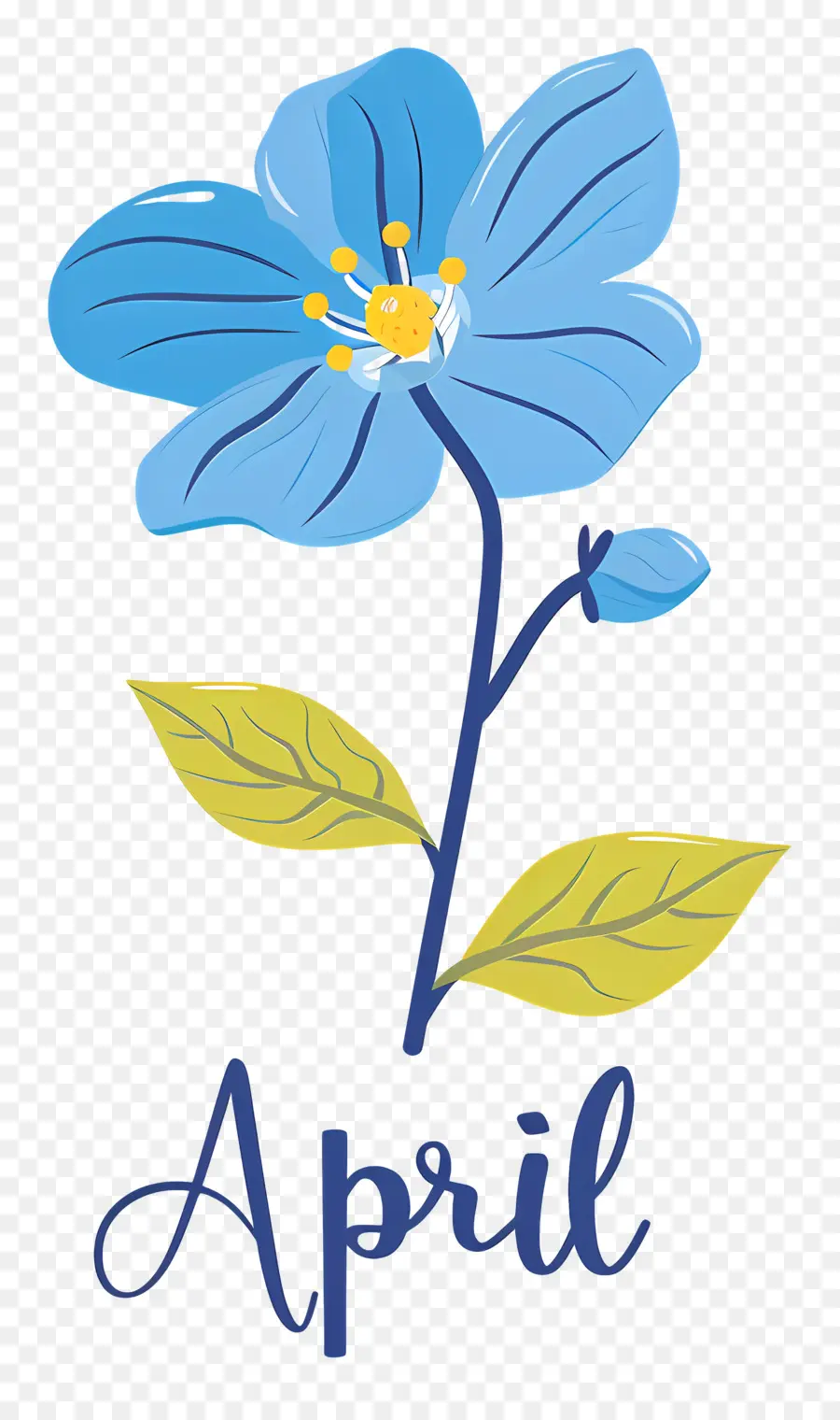Abril，Flor Azul PNG