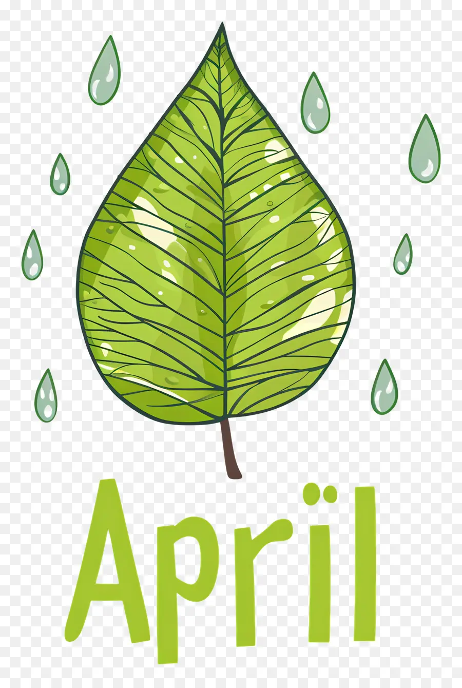 Olá Abril，Folha Verde PNG