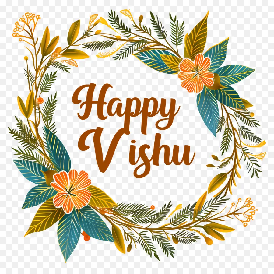 Feliz Vishu，Coroa De Flores PNG