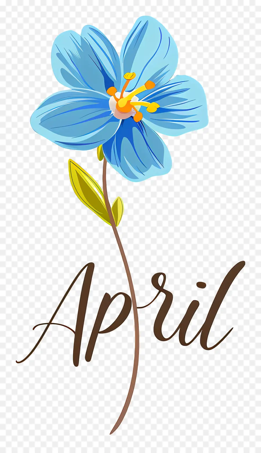 Abril，Flor Azul PNG