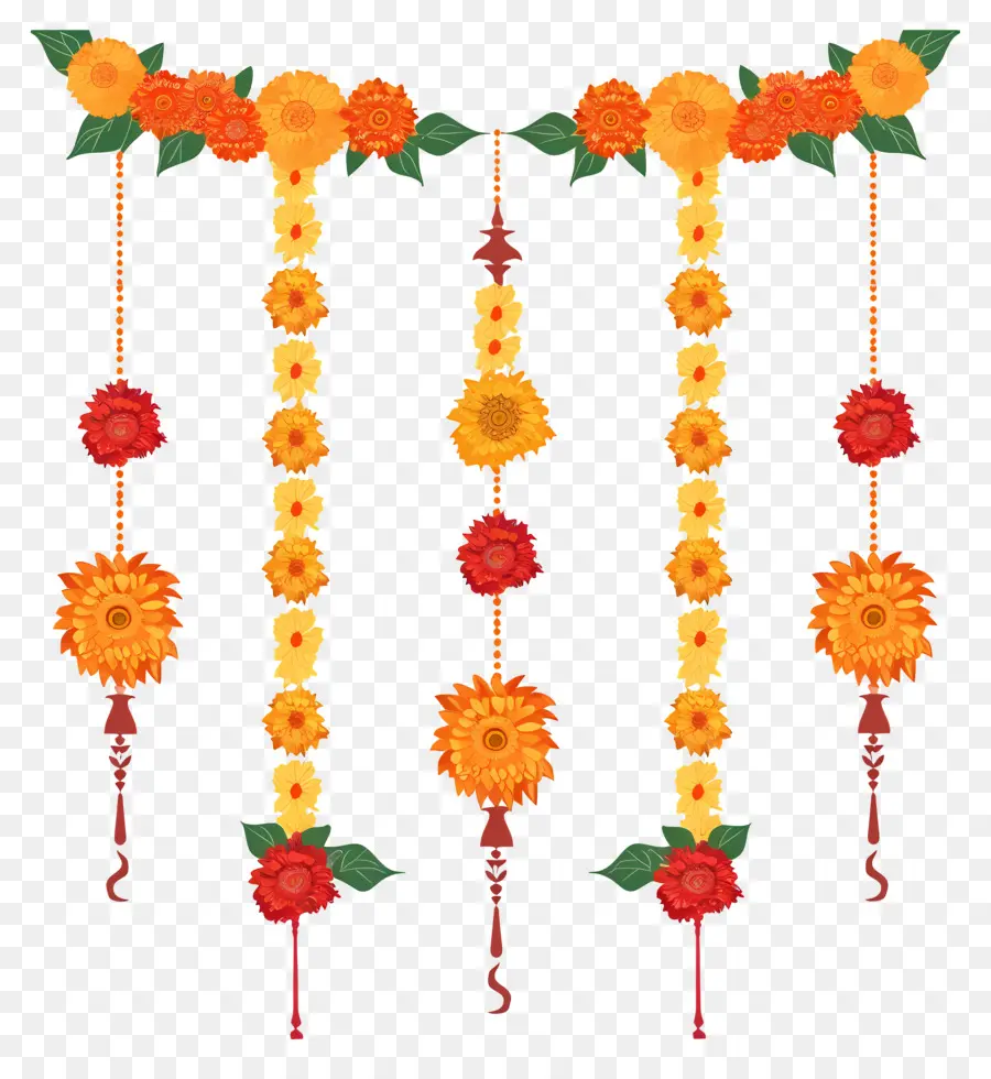 Garlanda De Calêndula De Diwali，Flor Garland PNG