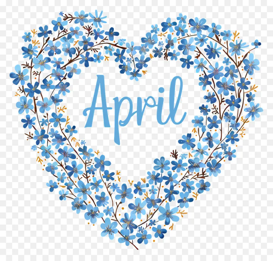 Olá Abril，Flores Azuis PNG