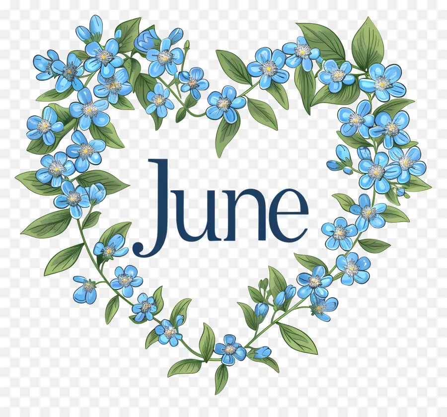 Olá Junho，Flores Azuis PNG