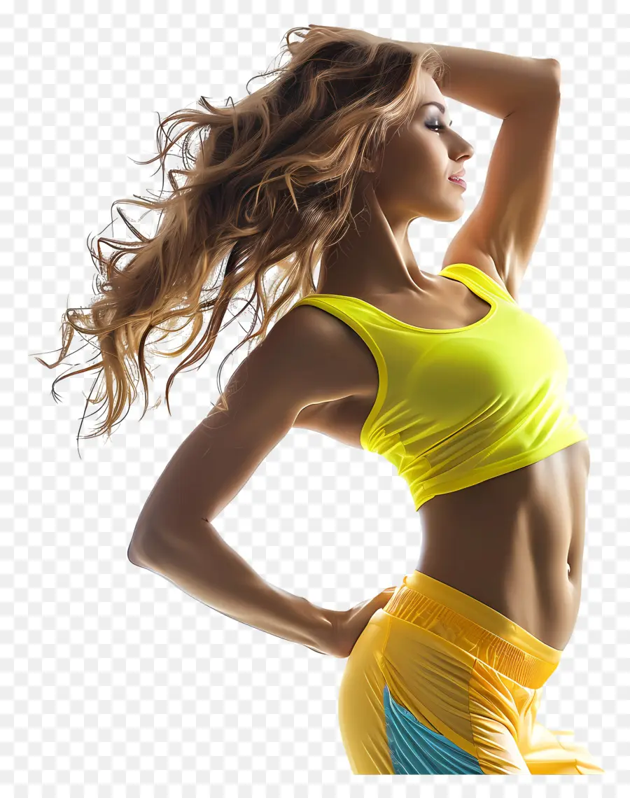 Zumba Mulher，Cores Brilhantes PNG
