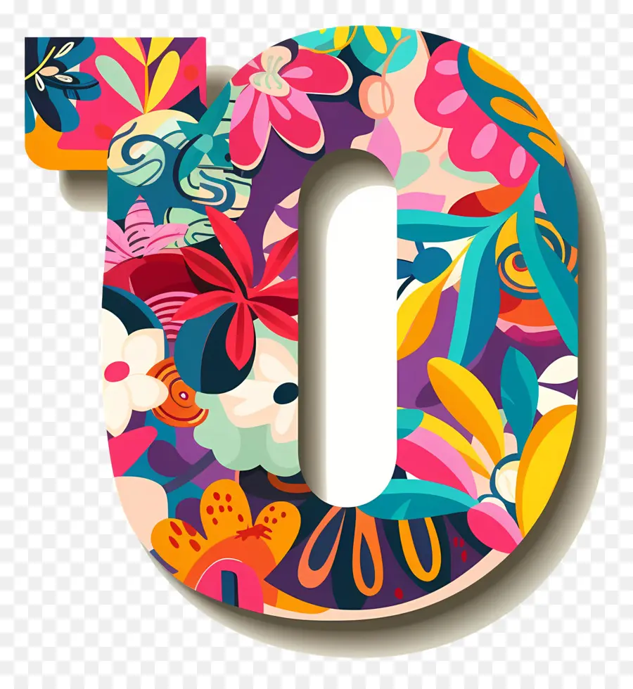 Número 0，Design Floral PNG