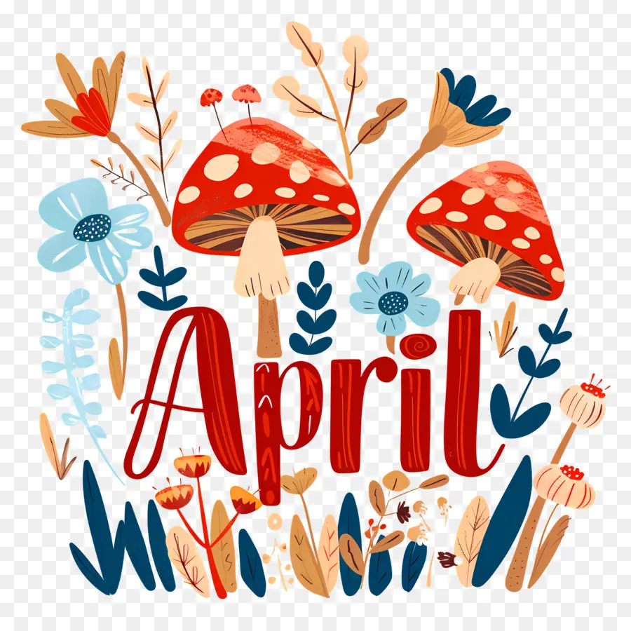 Olá Abril，Cogumelos PNG