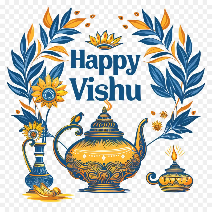 Feliz Vishu，Bule De Chá PNG