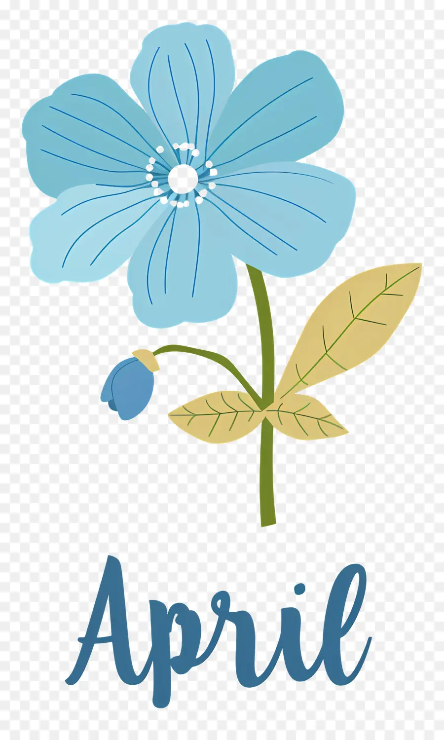 Abril，Flor Azul PNG