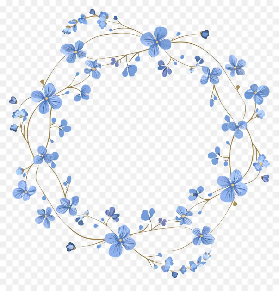 Flower Frame，Coroa Azul PNG
