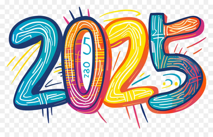 Ano Novo 2024，Cores Neon PNG