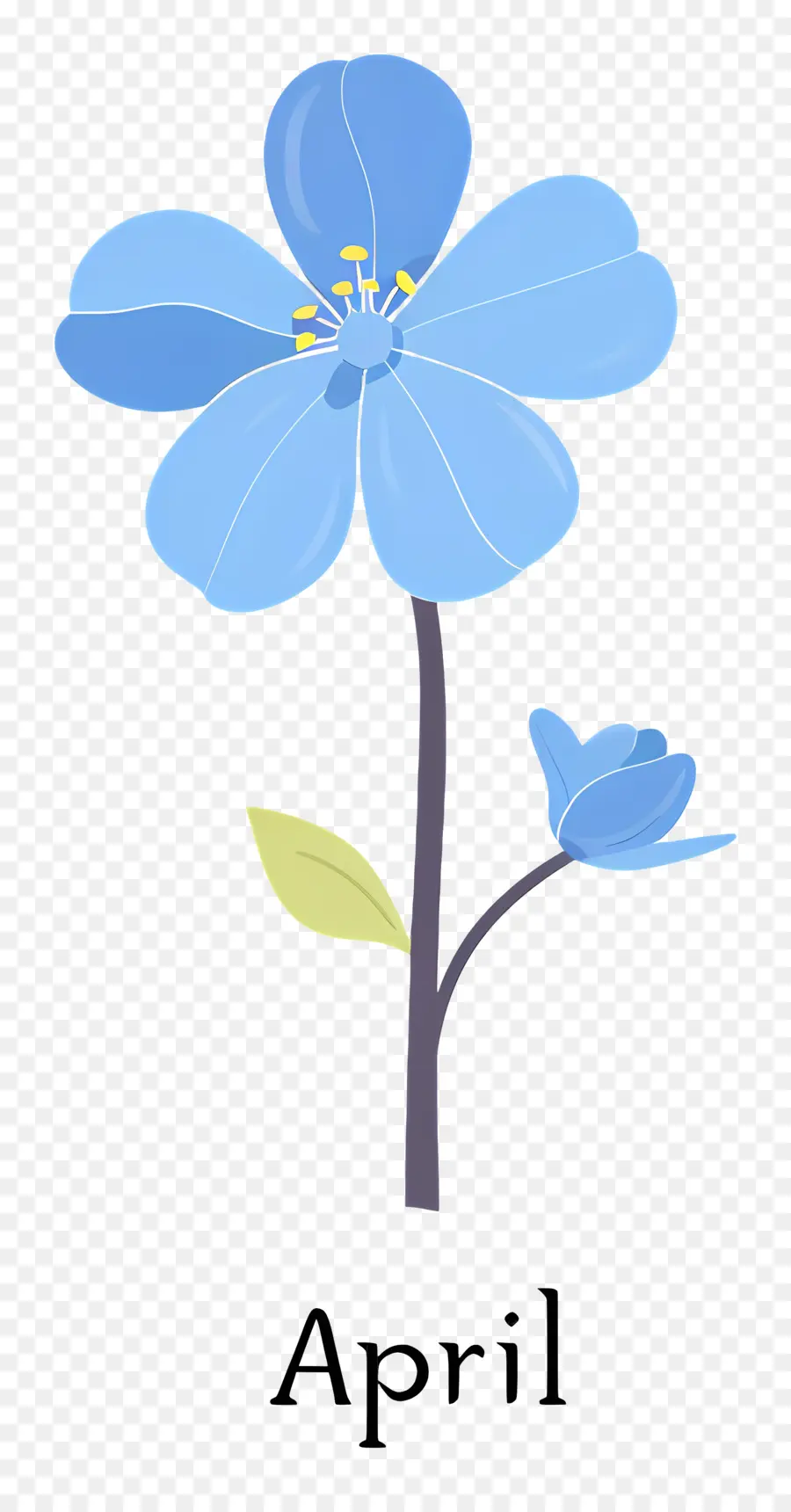 Olá Abril，Flor Azul PNG