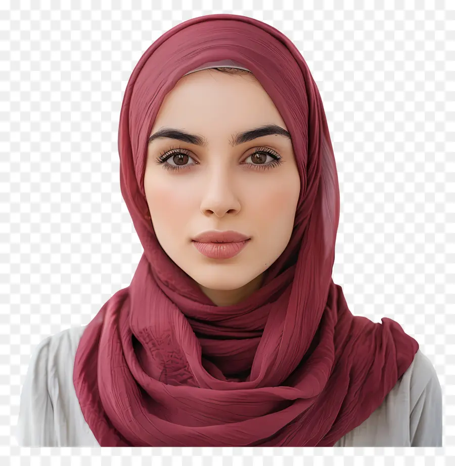 Hijab Mulher，Lenço De Pescoço Vermelho PNG