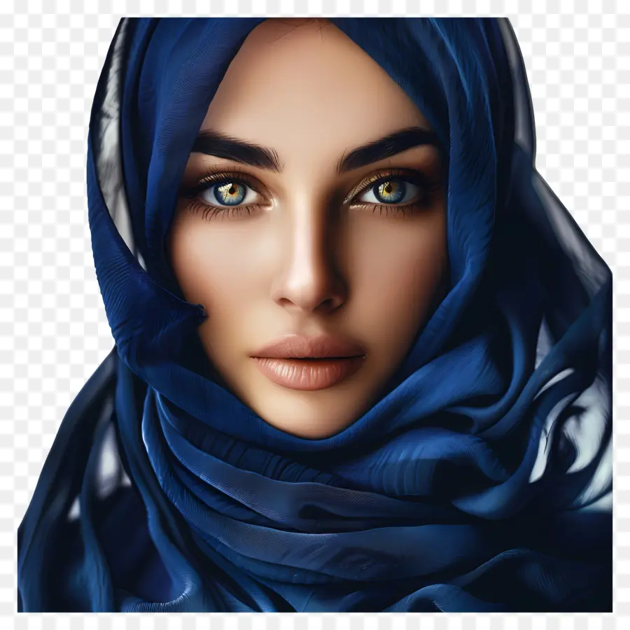 Mulher Hijab，Mulher Em Hijab Azul PNG