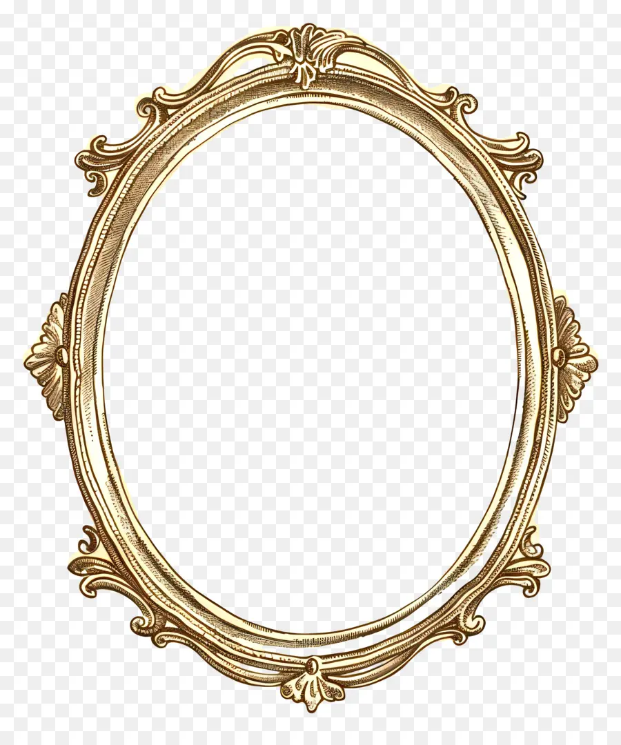 Moldura Oval，Ouro Ornamentado Quadro PNG