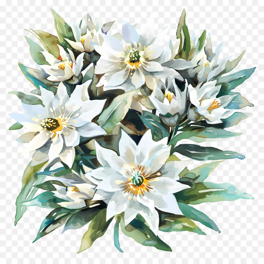 Edelweiss，Flores Brancas PNG