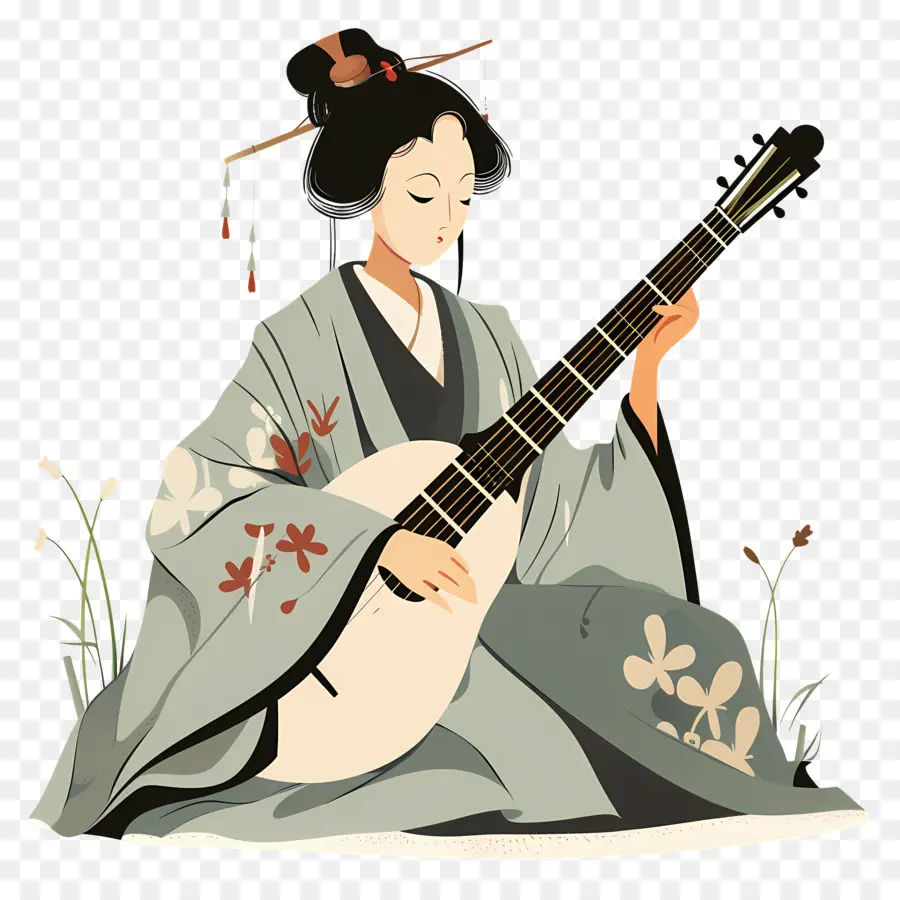 Shamisen，Kimono PNG