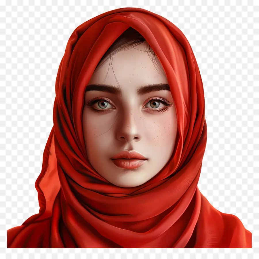 Hijab Mulher，Hijab Vermelho PNG