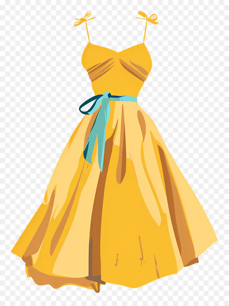 Vestido Estético，Vestido Amarelo PNG