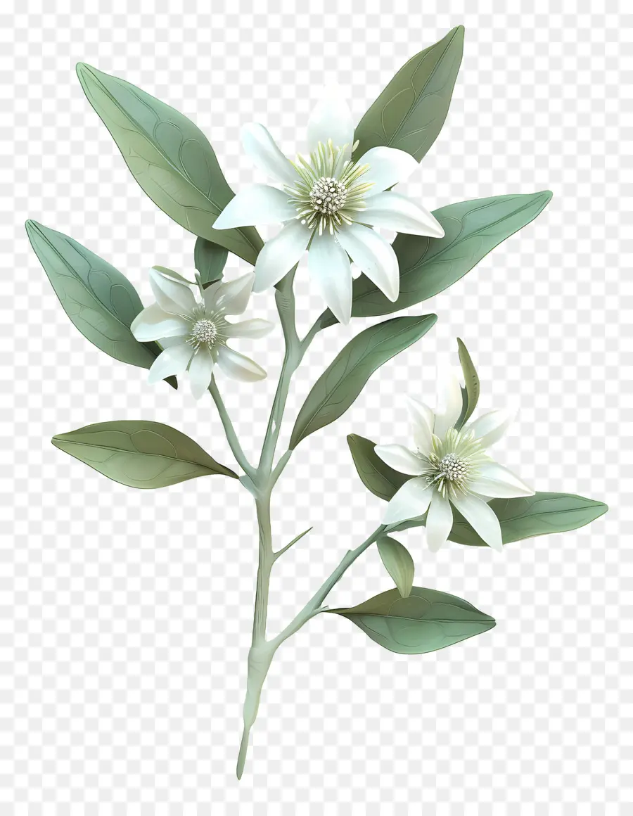 Edelweiss，Flores Brancas PNG