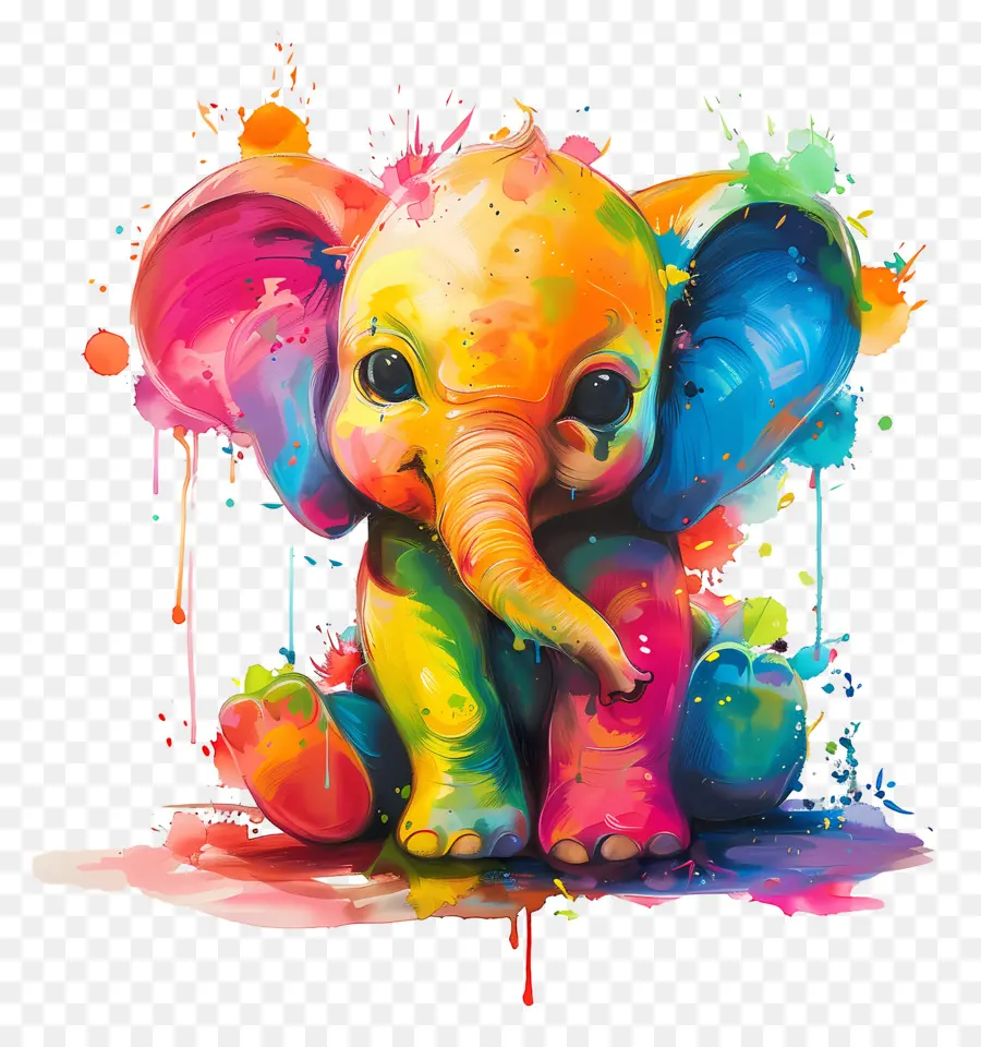 Animal Bonito，Pintura Colorida De Elefantes PNG