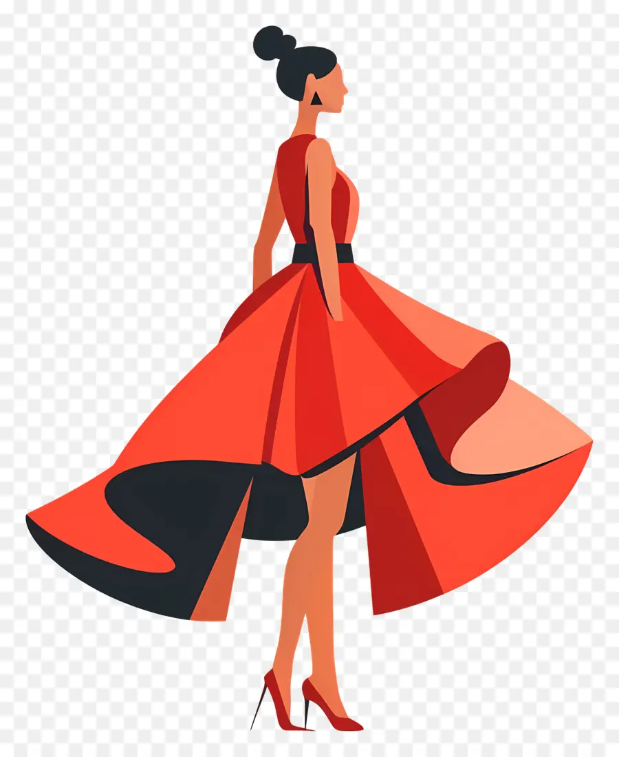 Vestido Estético，Vestido Vermelho Elegante PNG