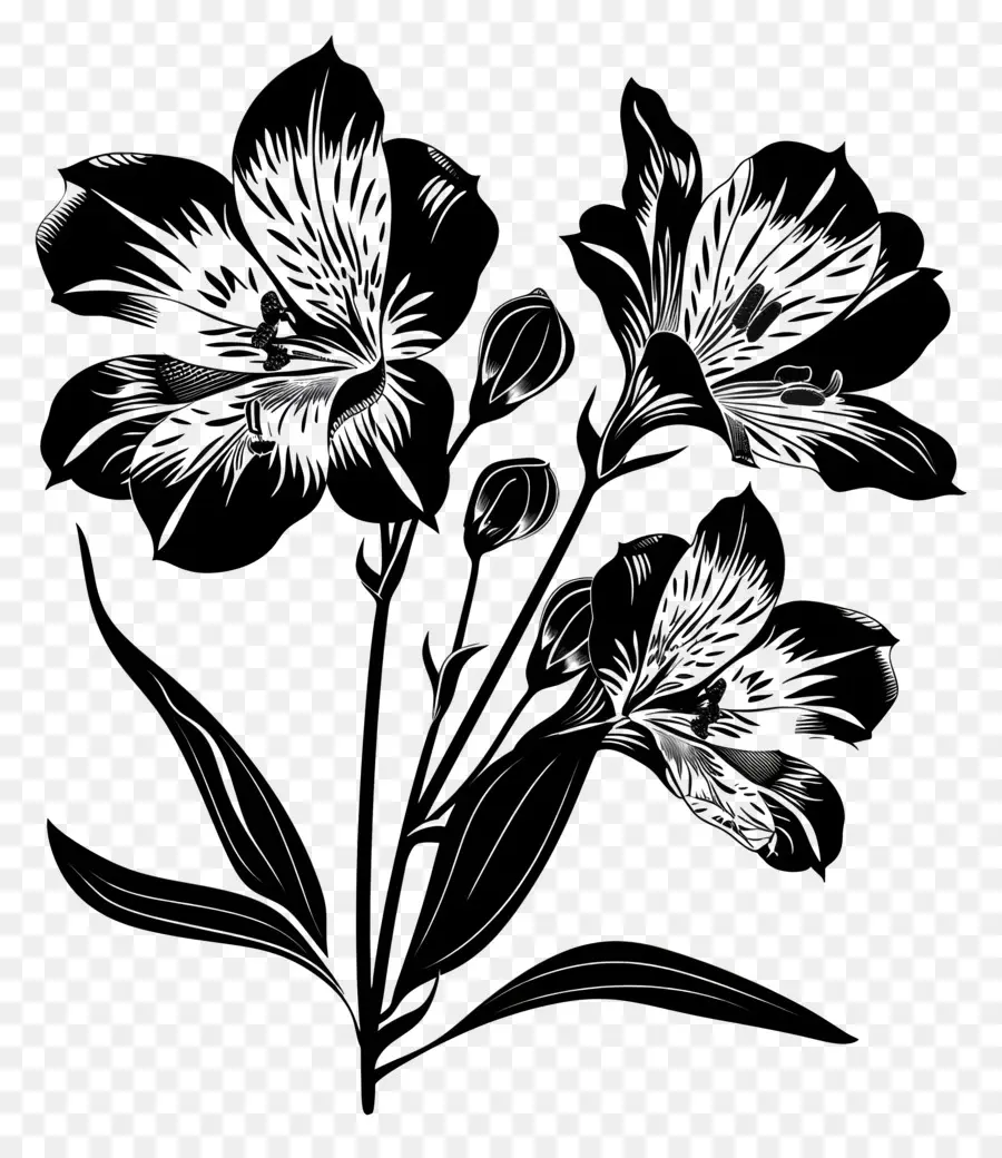 Flores Silhueta，Lírios PNG