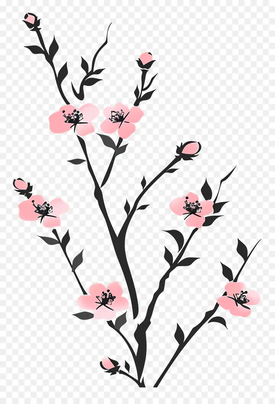 Flores Silhueta，Flores Cor De Rosa PNG