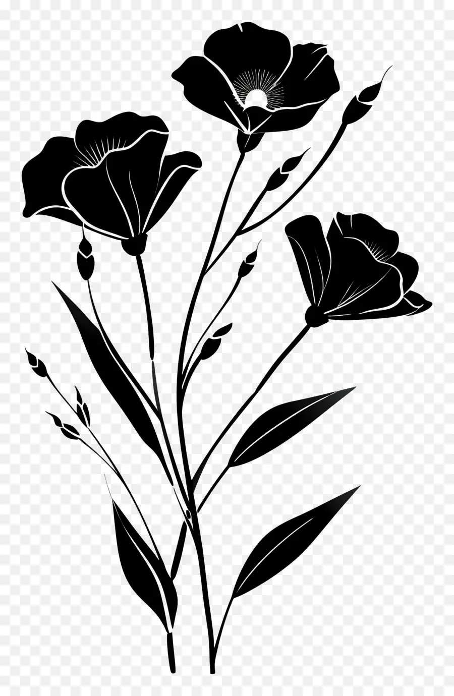 Flores Silhueta，Flores Brancas PNG