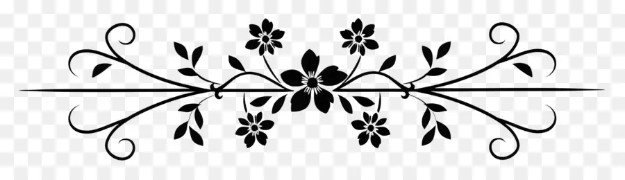 Linha Preta，Design Floral PNG