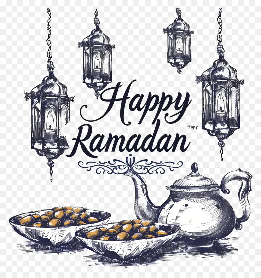 Feliz Ramadã，Bule De Chá PNG