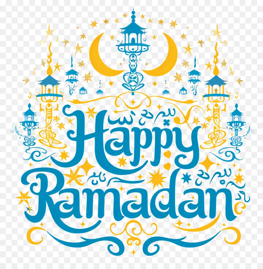 Feliz Ramadã，Lua Crescente PNG