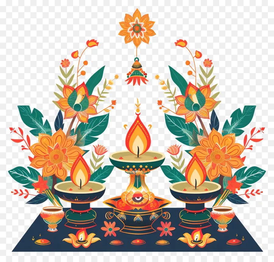 Hindu Ano Novo，Arranjo De Flores PNG