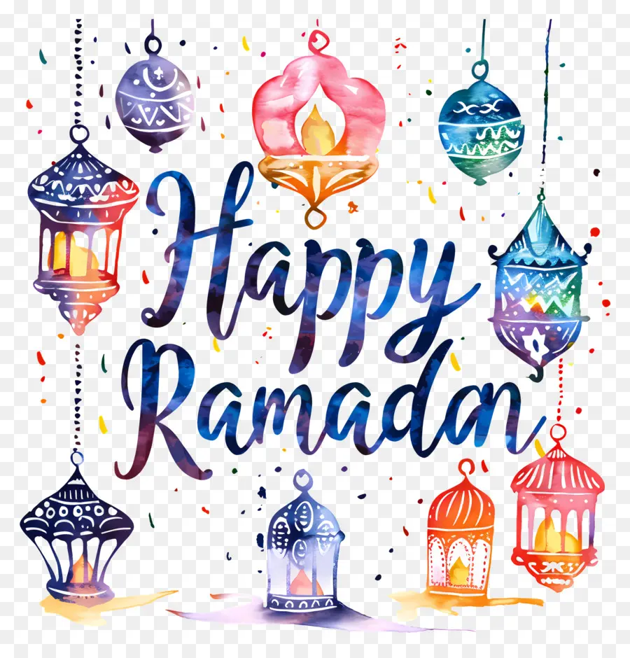 Feliz Ramadã，Pintura De Lanterna PNG