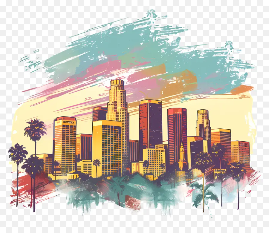 Los Angeles，Pintura Digital PNG