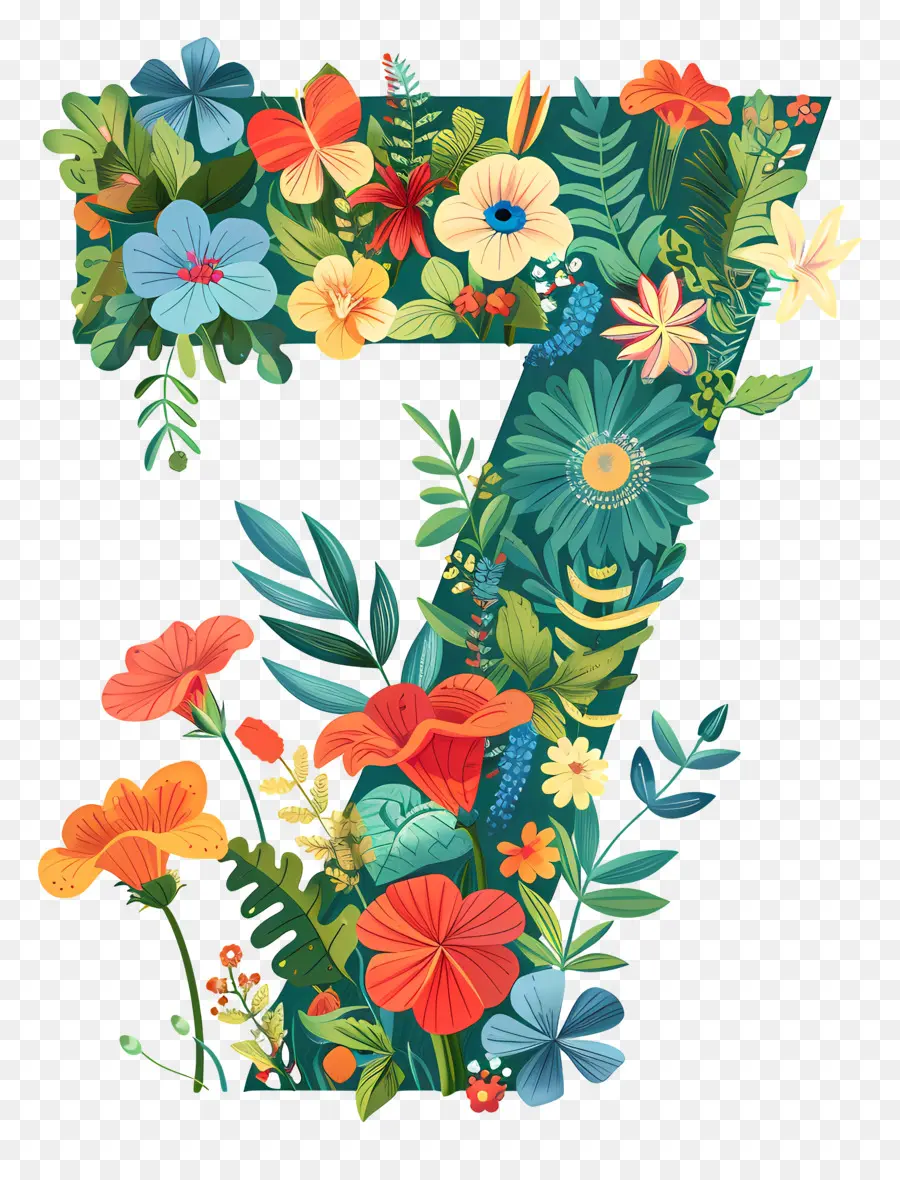 Número 7，Floral PNG