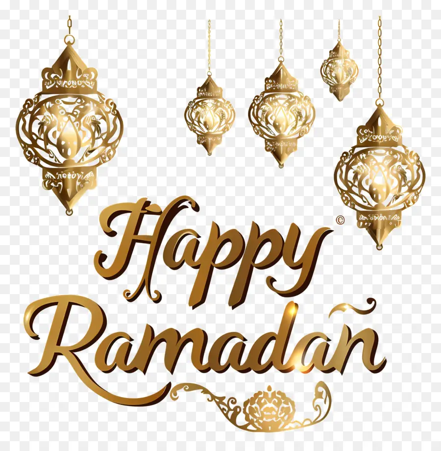 Feliz Ramadã，Lustre De Ouro PNG