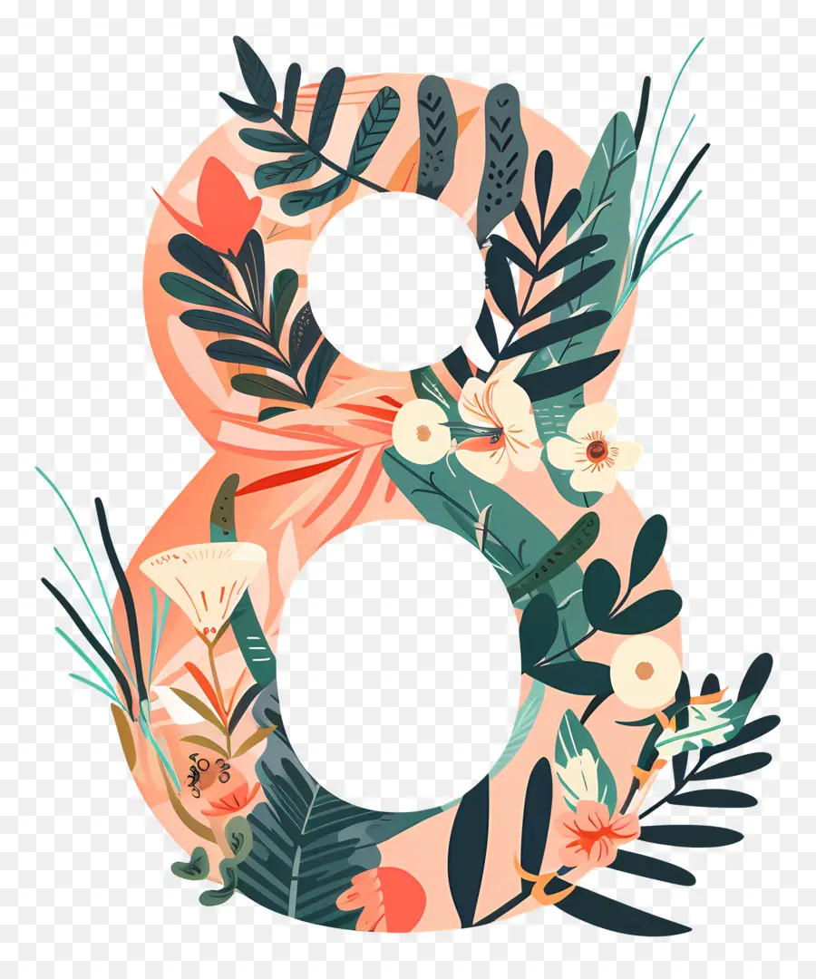 Número 8，Arranjo Floral PNG