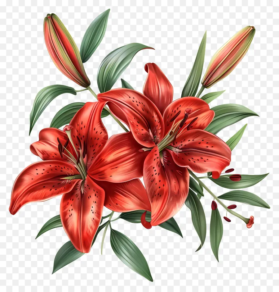 Lily，Flor Vermelha De Lírios PNG