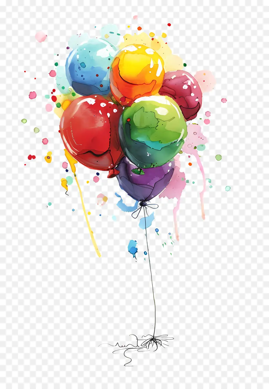 Desejo De Aniversário，Balões Coloridos PNG