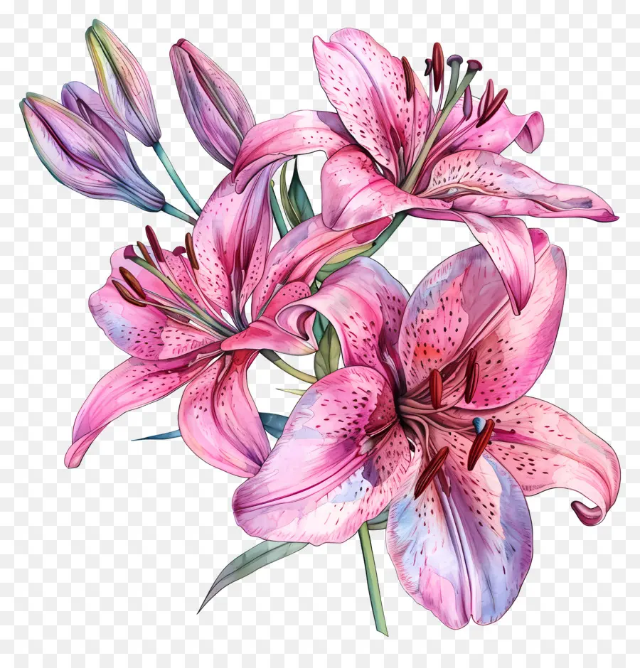 Lily，Flores De Lírios Rosa PNG
